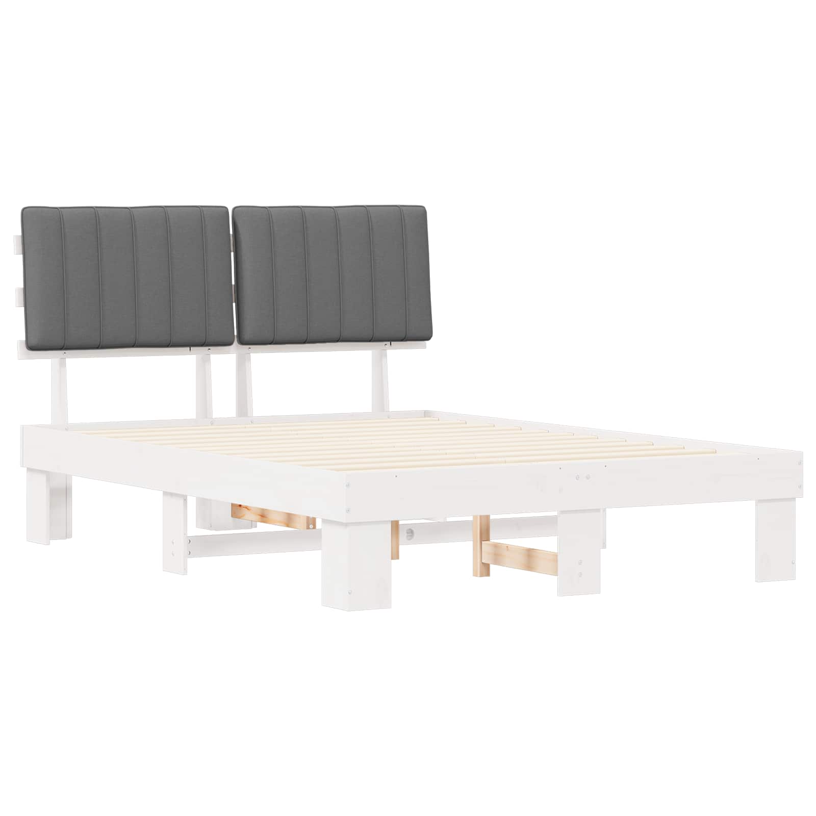 Bettgestell mit gepolstertem Kopfteil Hellgrau 140 x 190 cm
