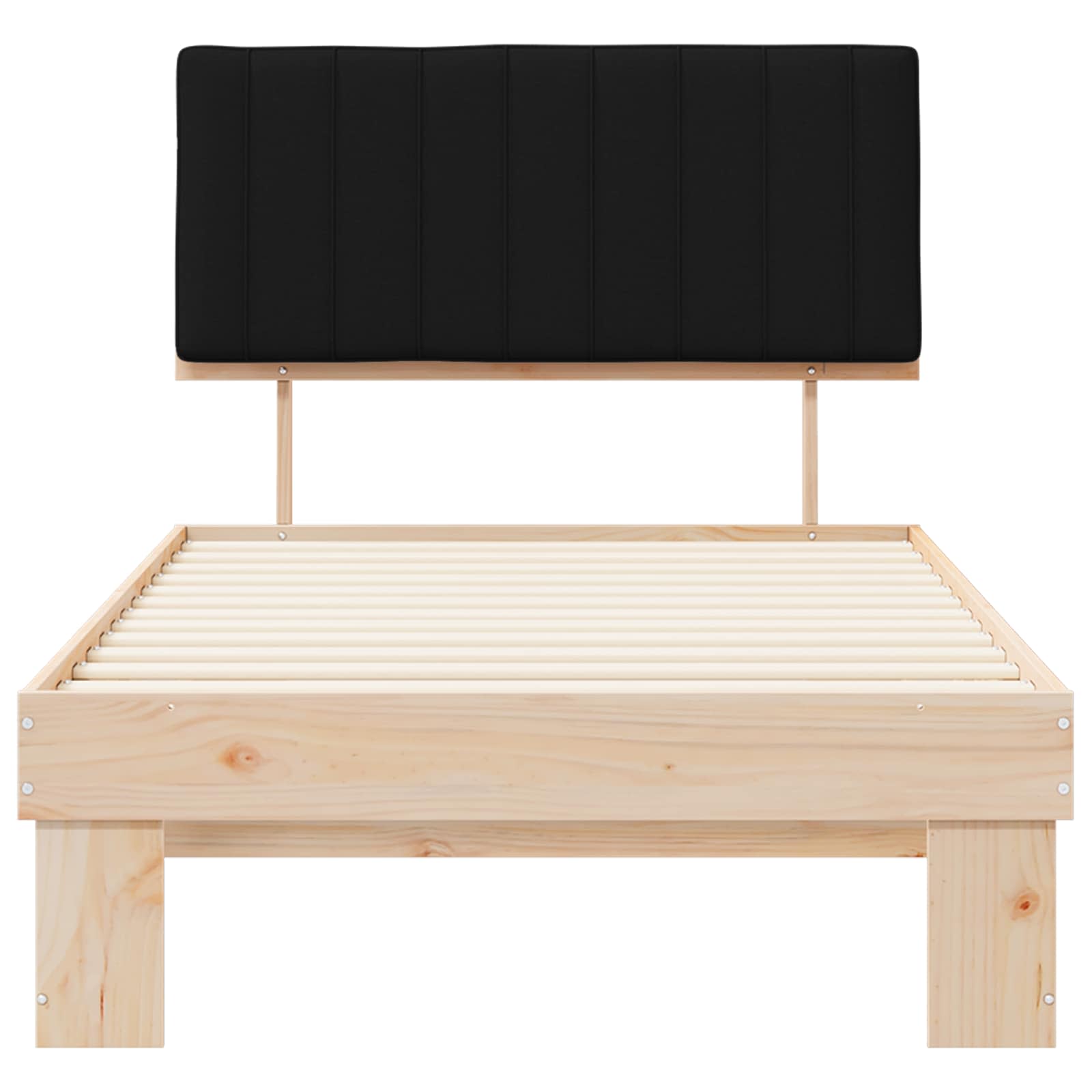 Bettgestell mit gepolstertem Kopfteil Schwarz 100 x 200 cm