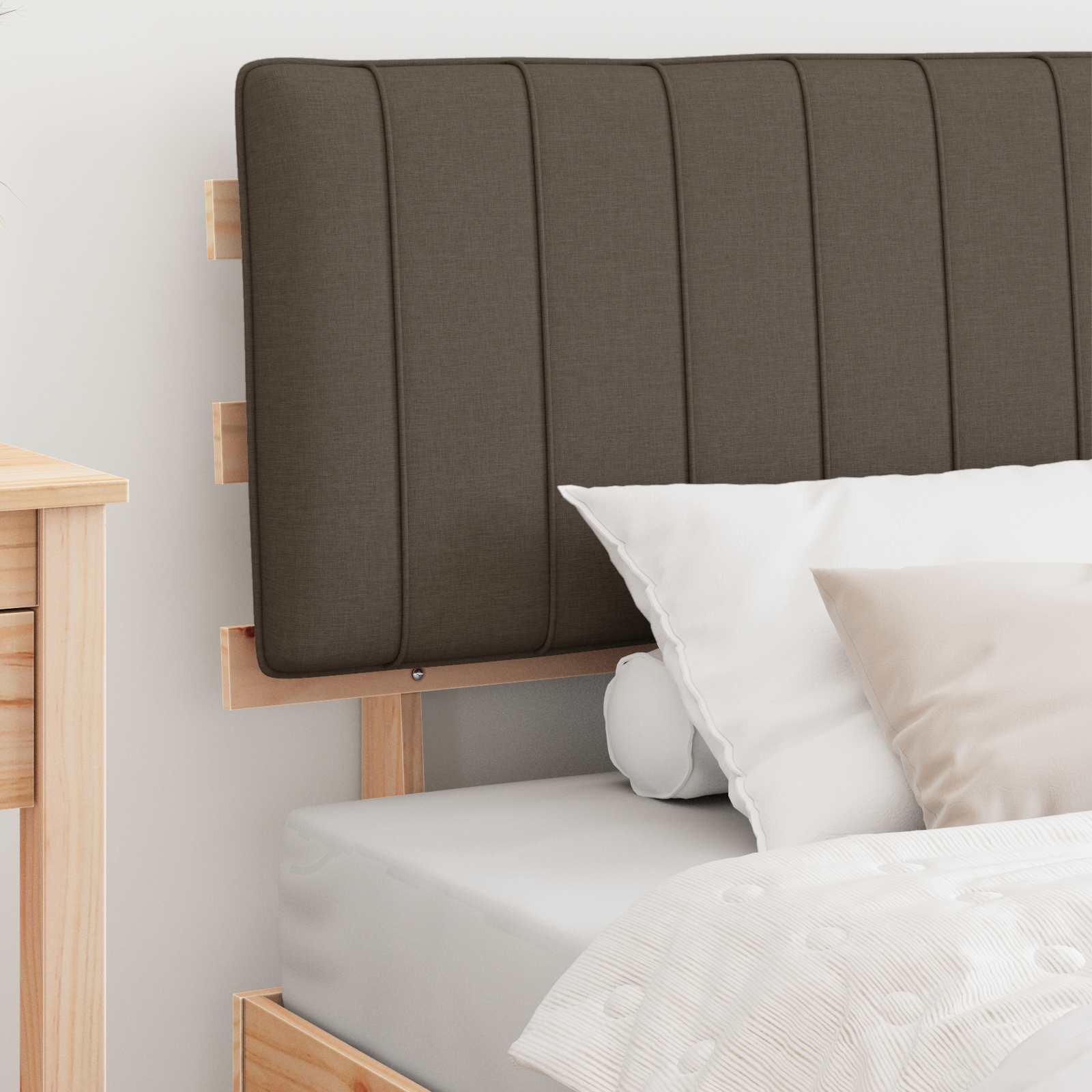 Bettgestell mit gepolstertem Kopfteil Taupe 100 x 200 cm