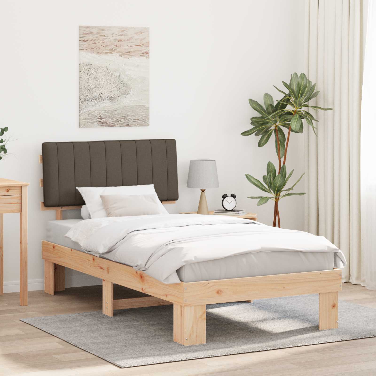 Bettgestell mit gepolstertem Kopfteil Taupe 100 x 200 cm