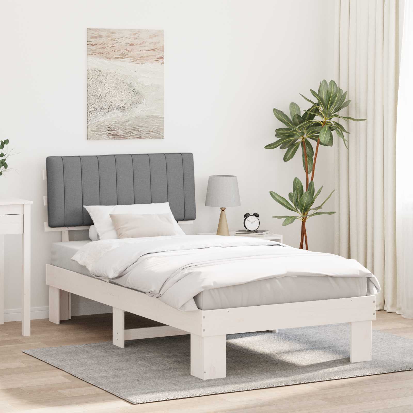 Bettgestell mit gepolstertem Kopfteil Hellgrau 100 x 200 cm