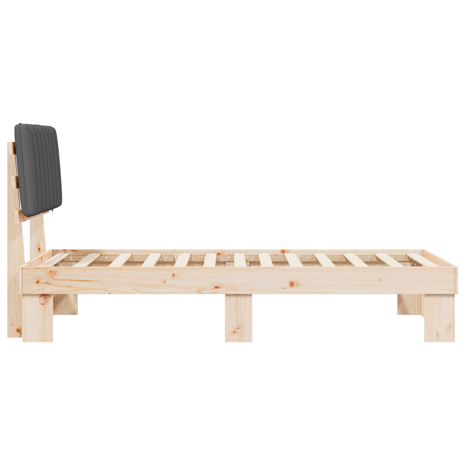 Bettgestell mit gepolstertem Kopfteil Dunkelgrau 90 x 200 cm