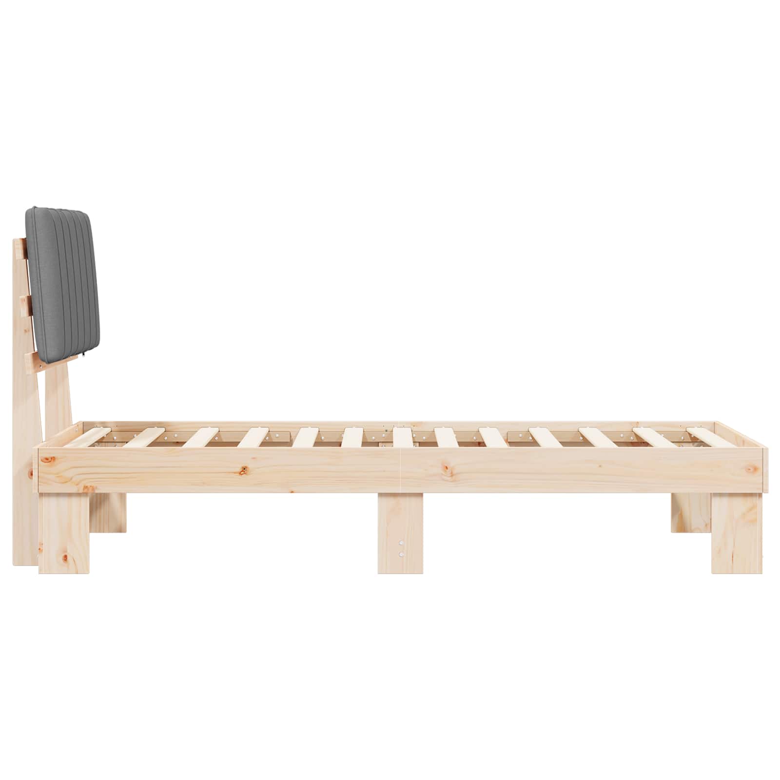 Bettgestell mit gepolstertem Kopfteil Hellgrau 75 x 190 cm