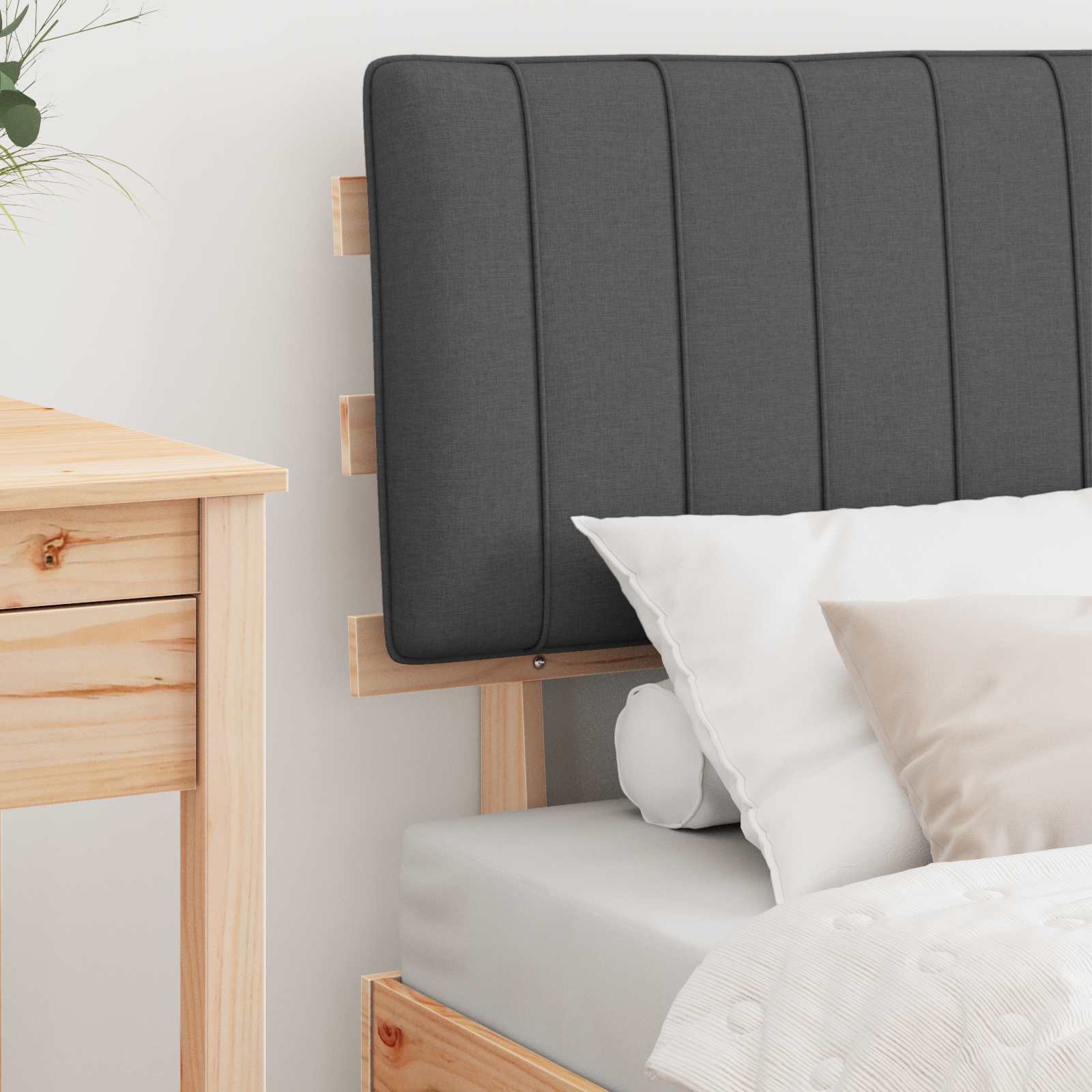 Bettgestell mit gepolstertem Kopfteil Dunkelgrau 75 x 190 cm
