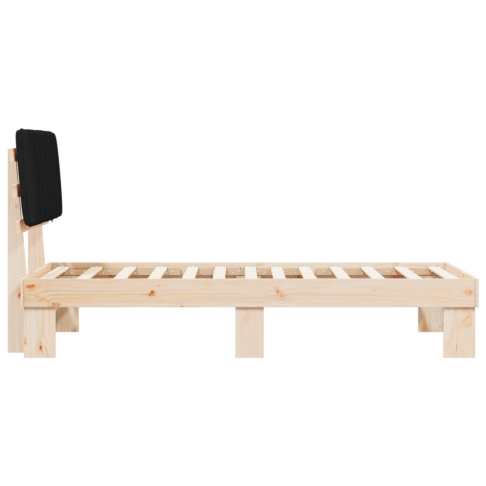 Bettgestell mit gepolstertem Kopfteil Schwarz 75 x 190 cm