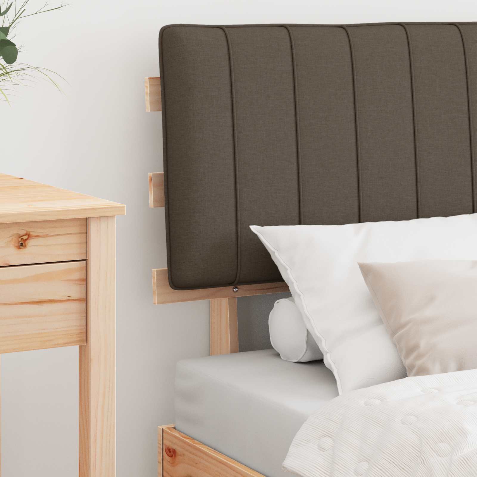 Bettgestell mit gepolstertem Kopfteil Taupe 75 x 190 cm