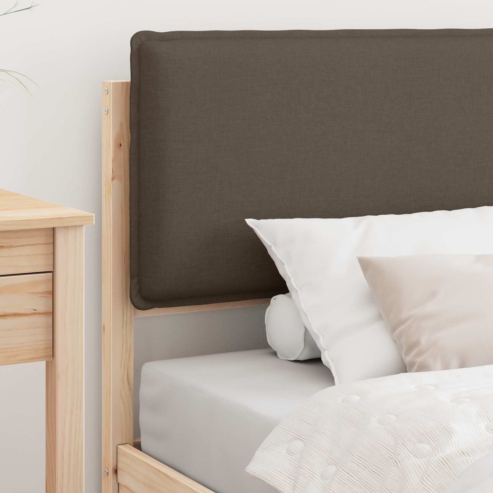 Bettgestell mit gepolstertem Kopfteil Taupe 90 x 200 cm