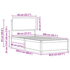 Bettgestell mit gepolstertem Kopfteil Hellgrau 80 x 200 cm