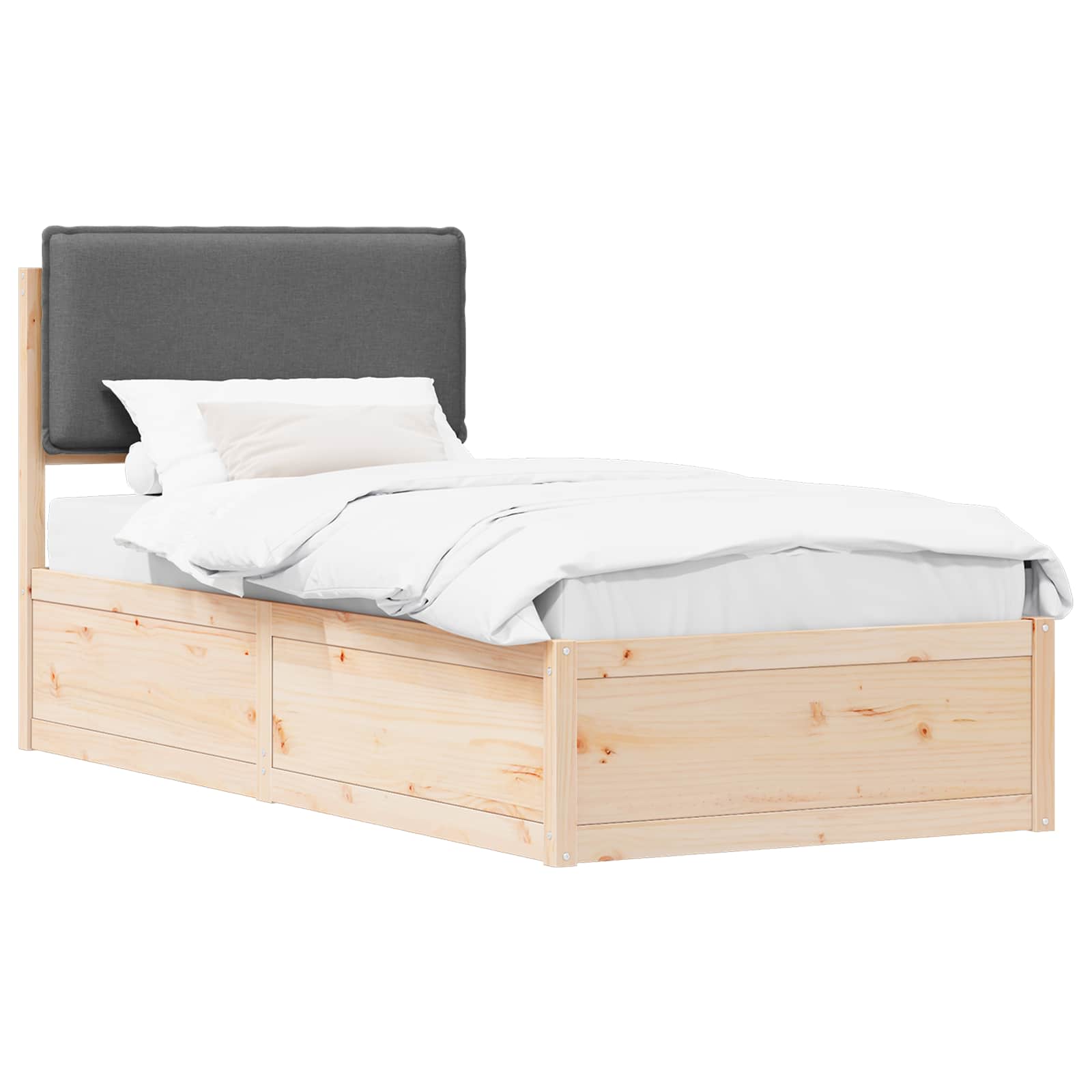 Bettgestell mit gepolstertem Kopfteil Dunkelgrau 90 x 190 cm