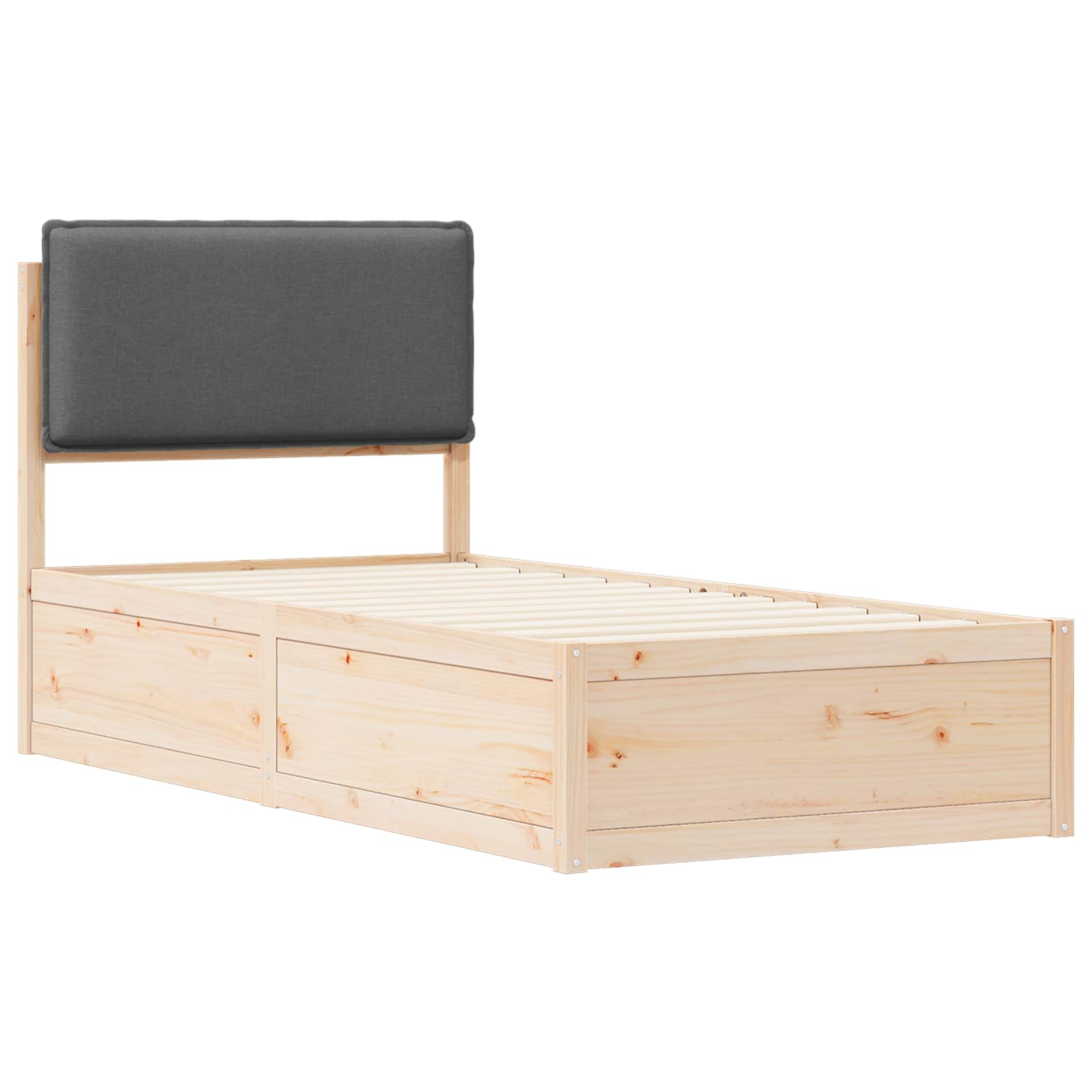 Bettgestell mit gepolstertem Kopfteil Dunkelgrau 90 x 190 cm