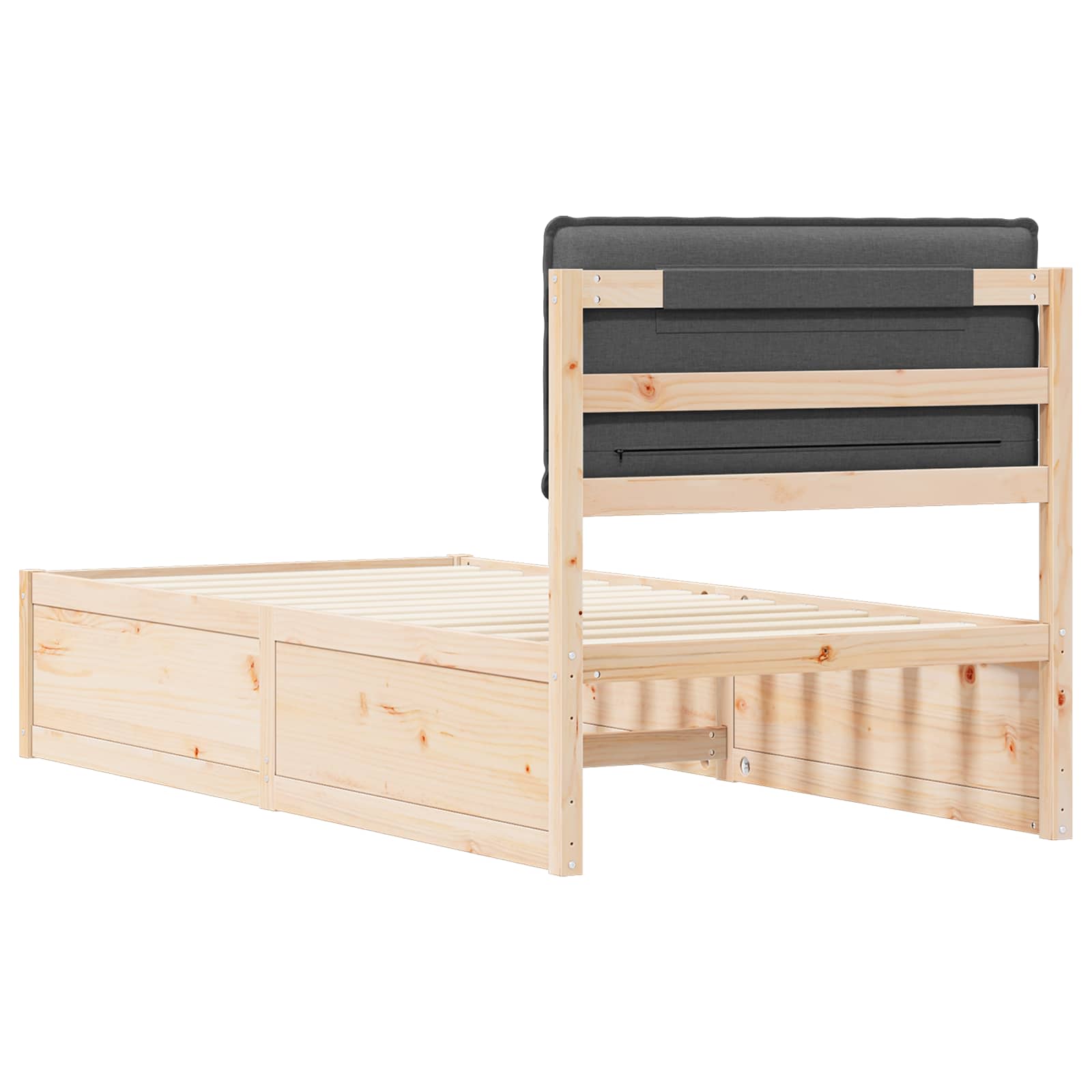 Bettgestell mit gepolstertem Kopfteil Dunkelgrau 90 x 190 cm