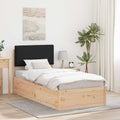 Bettgestell mit gepolstertem Kopfteil Schwarz 90 x 190 cm