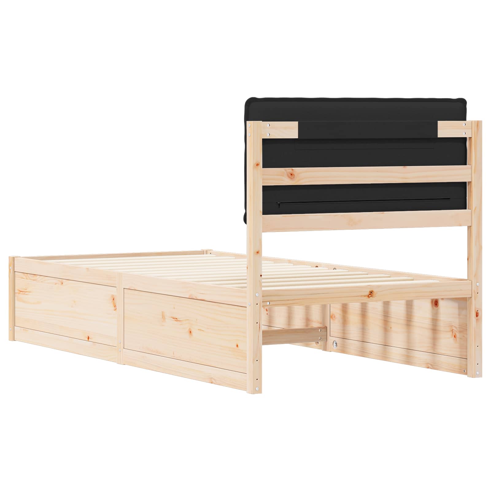 Bettgestell mit gepolstertem Kopfteil Schwarz 90 x 190 cm