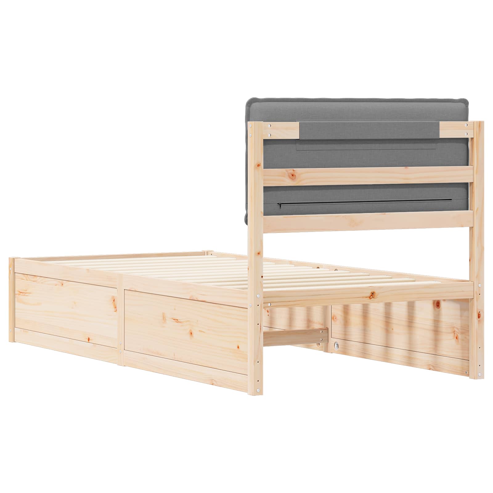 Bettgestell mit gepolstertem Kopfteil Hellgrau 75 x 190 cm