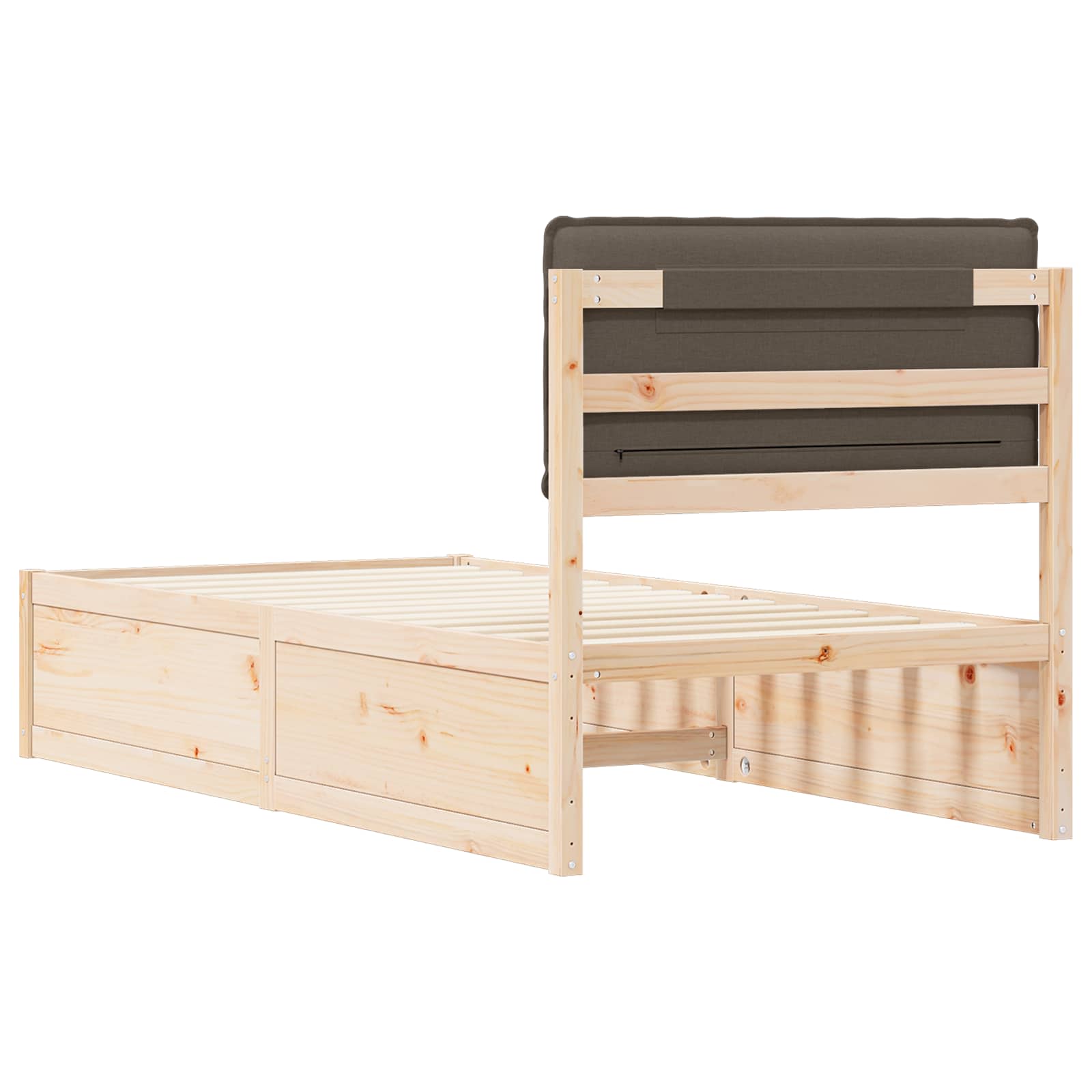 Bettgestell mit gepolstertem Kopfteil Taupe 75 x 190 cm