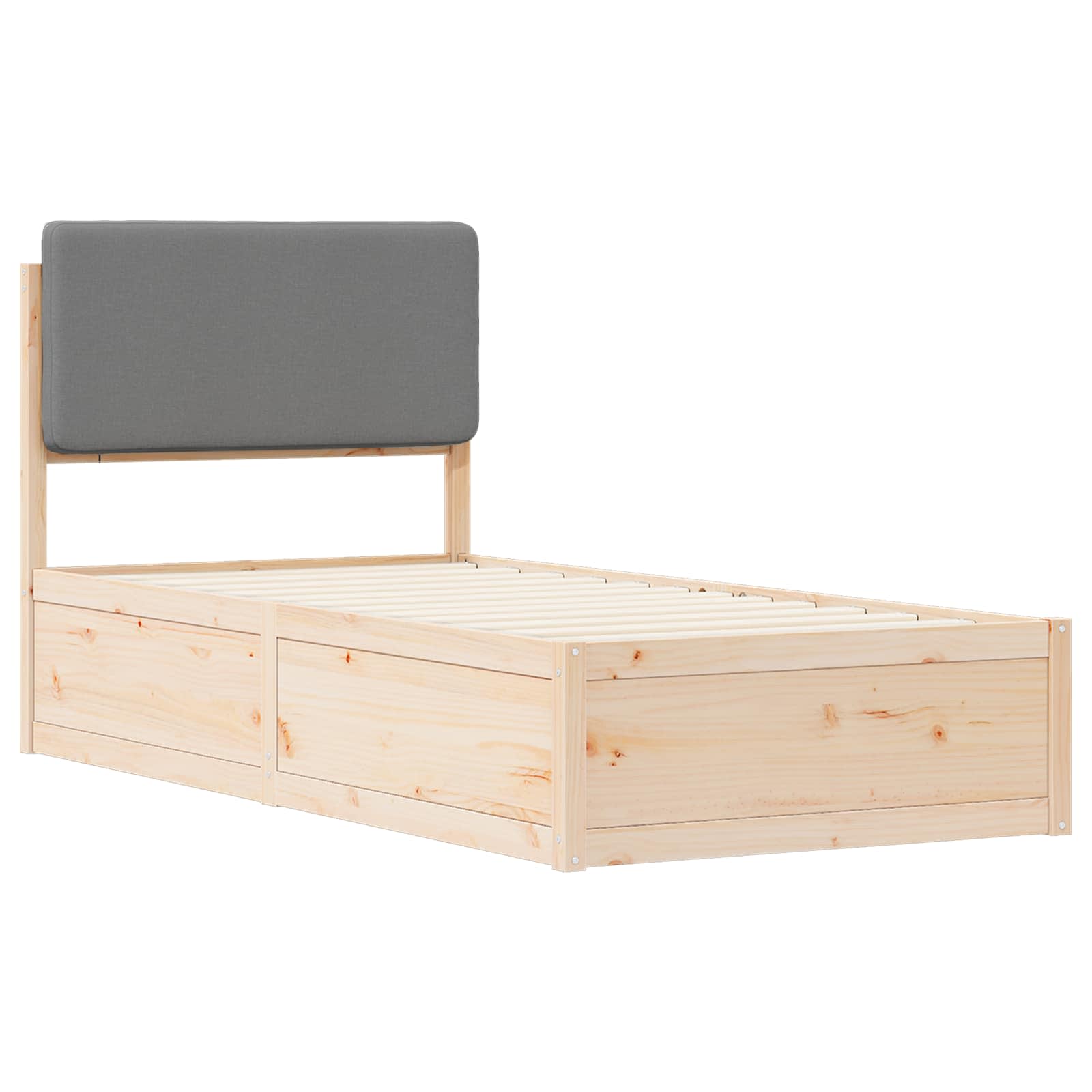 Bettgestell mit gepolstertem Kopfteil Hellgrau 100 x 200 cm