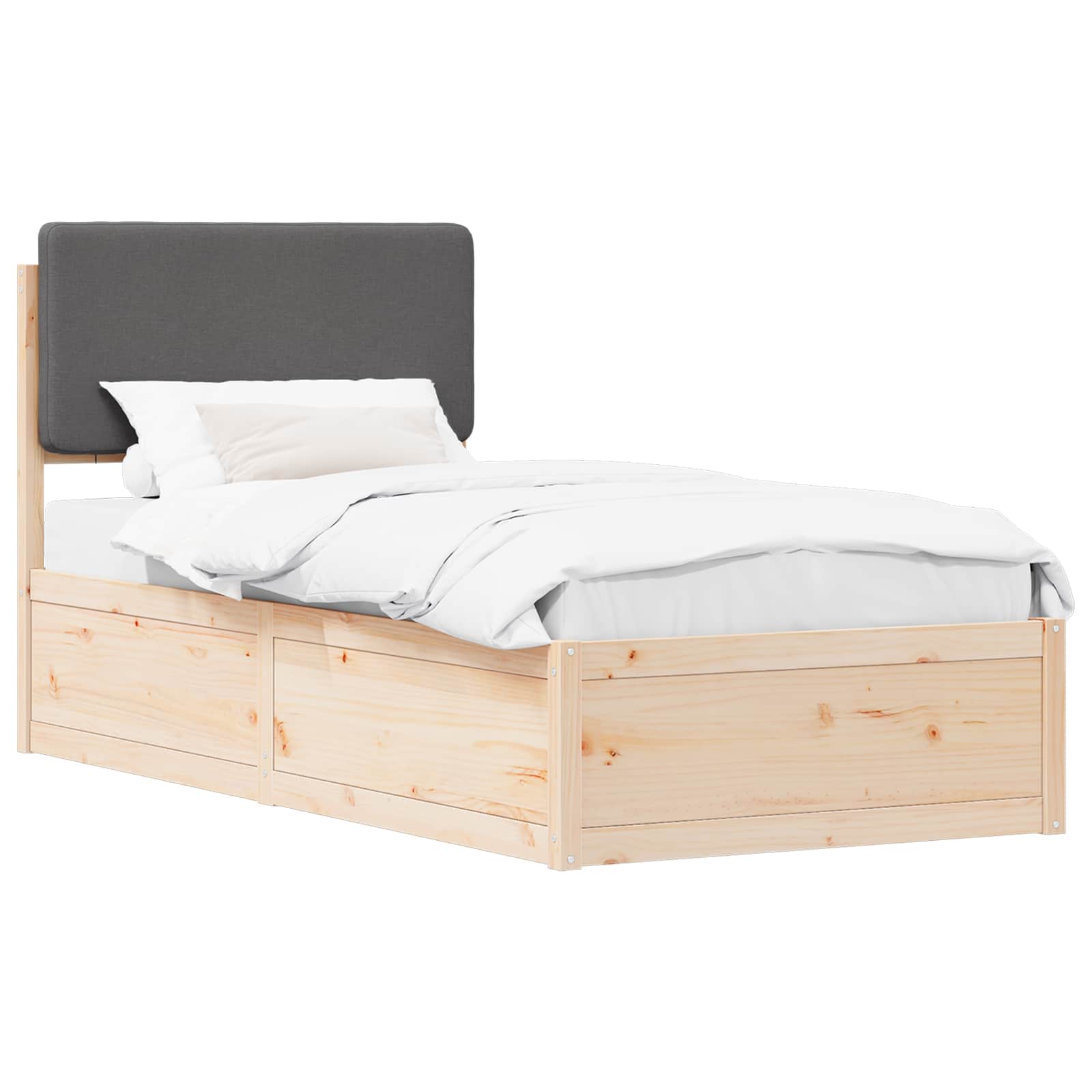 Bettgestell mit gepolstertem Kopfteil Dunkelgrau 100 x 200 cm