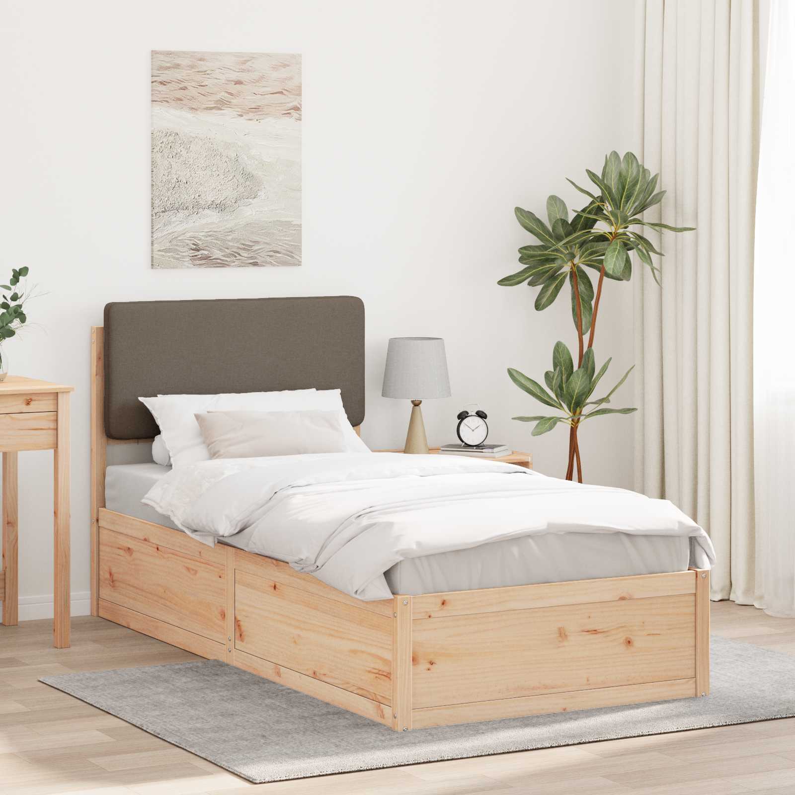 Bettgestell mit gepolstertem Kopfteil Taupe 100 x 200 cm