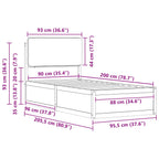 Bettgestell mit gepolstertem Kopfteil Dunkelgrau 90 x 200 cm