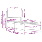 Bettgestell mit gepolstertem Kopfteil Schwarz 80 x 200 cm