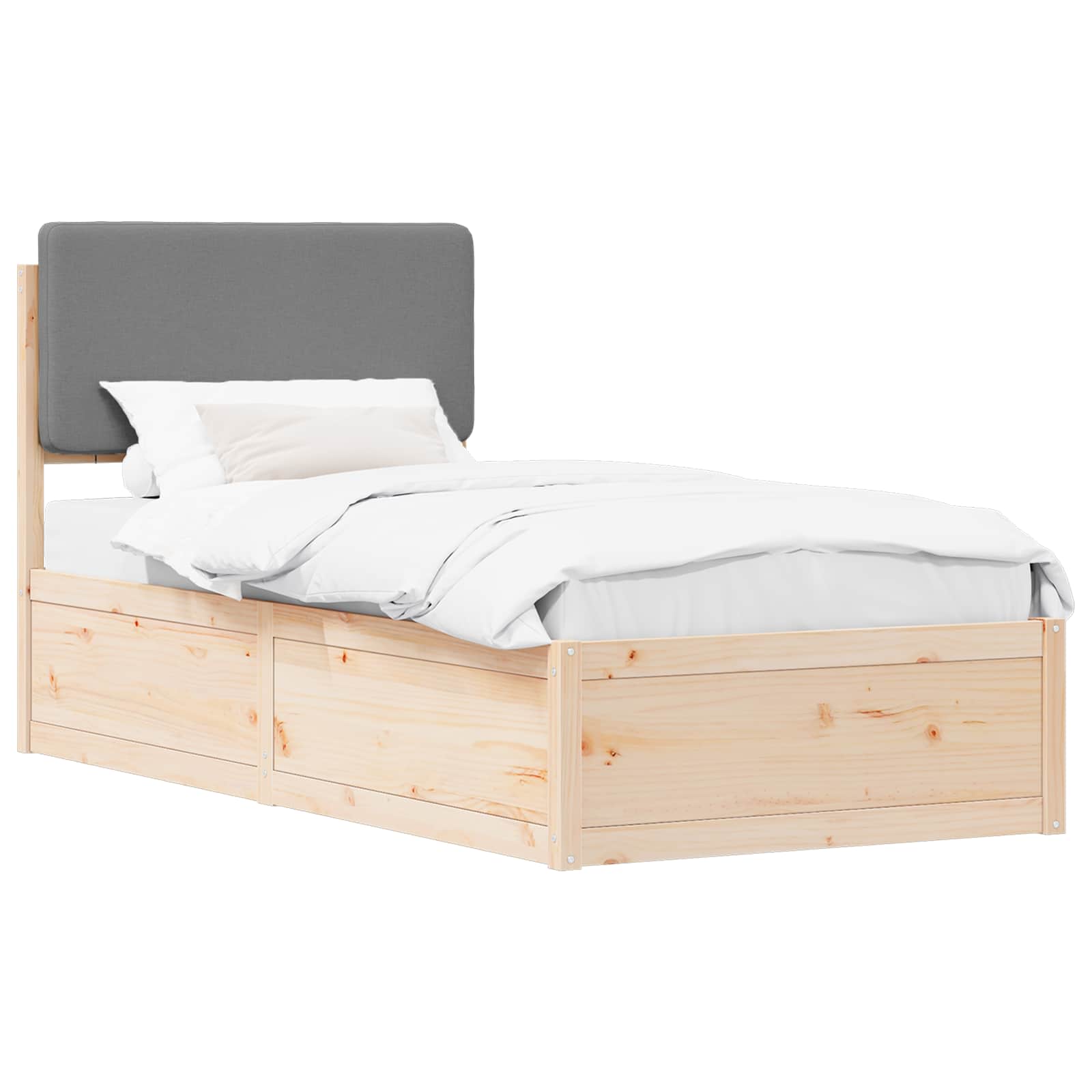 Bettgestell mit gepolstertem Kopfteil Hellgrau 90 x 190 cm