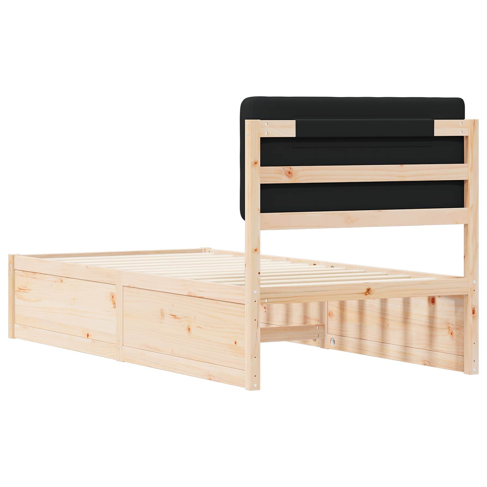 Bettgestell mit gepolstertem Kopfteil Schwarz 90 x 190 cm
