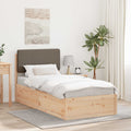 Bettgestell mit gepolstertem Kopfteil Taupe 90 x 190 cm