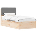 Bettgestell mit gepolstertem Kopfteil Hellgrau 75 x 190 cm