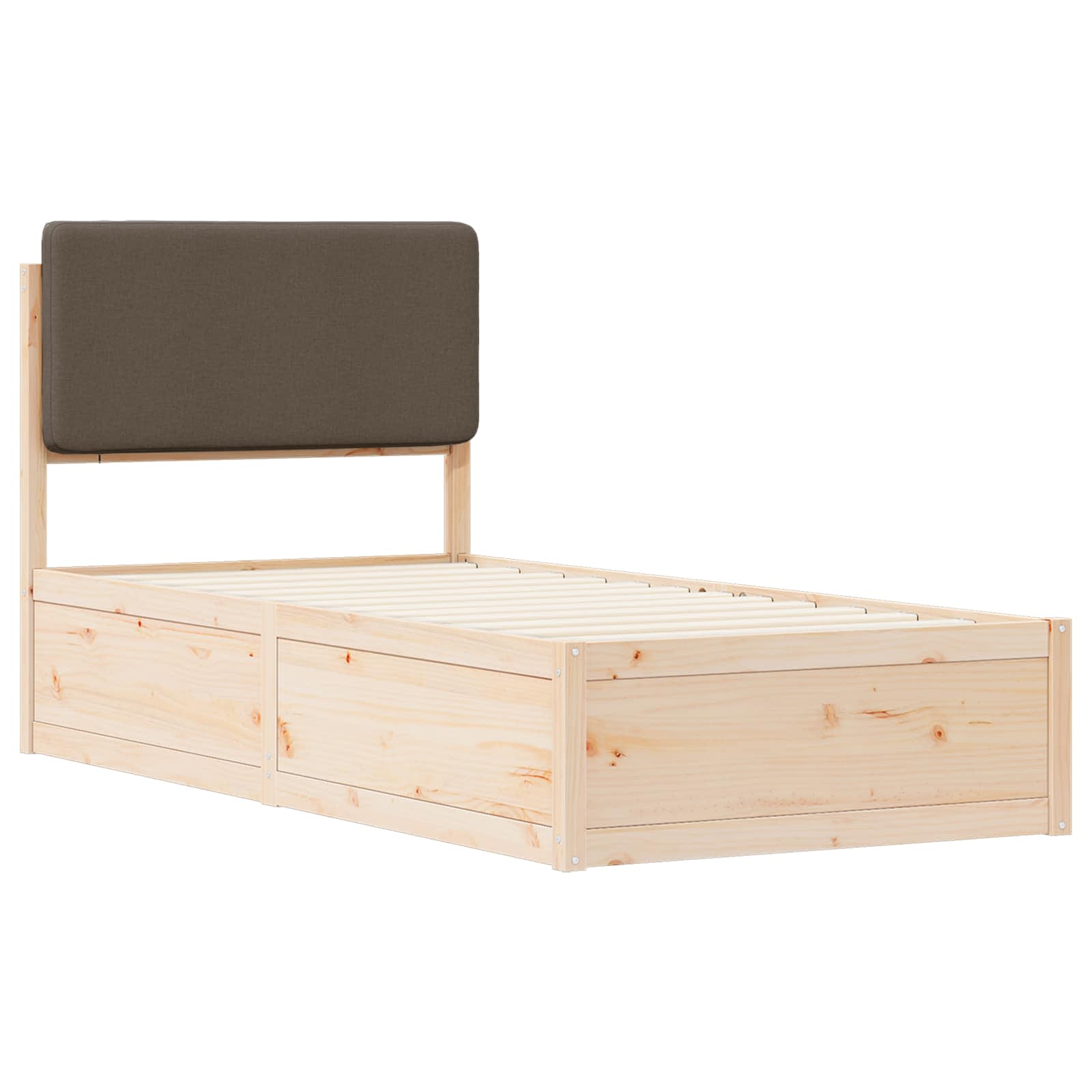 Bettgestell mit gepolstertem Kopfteil Taupe 75 x 190 cm