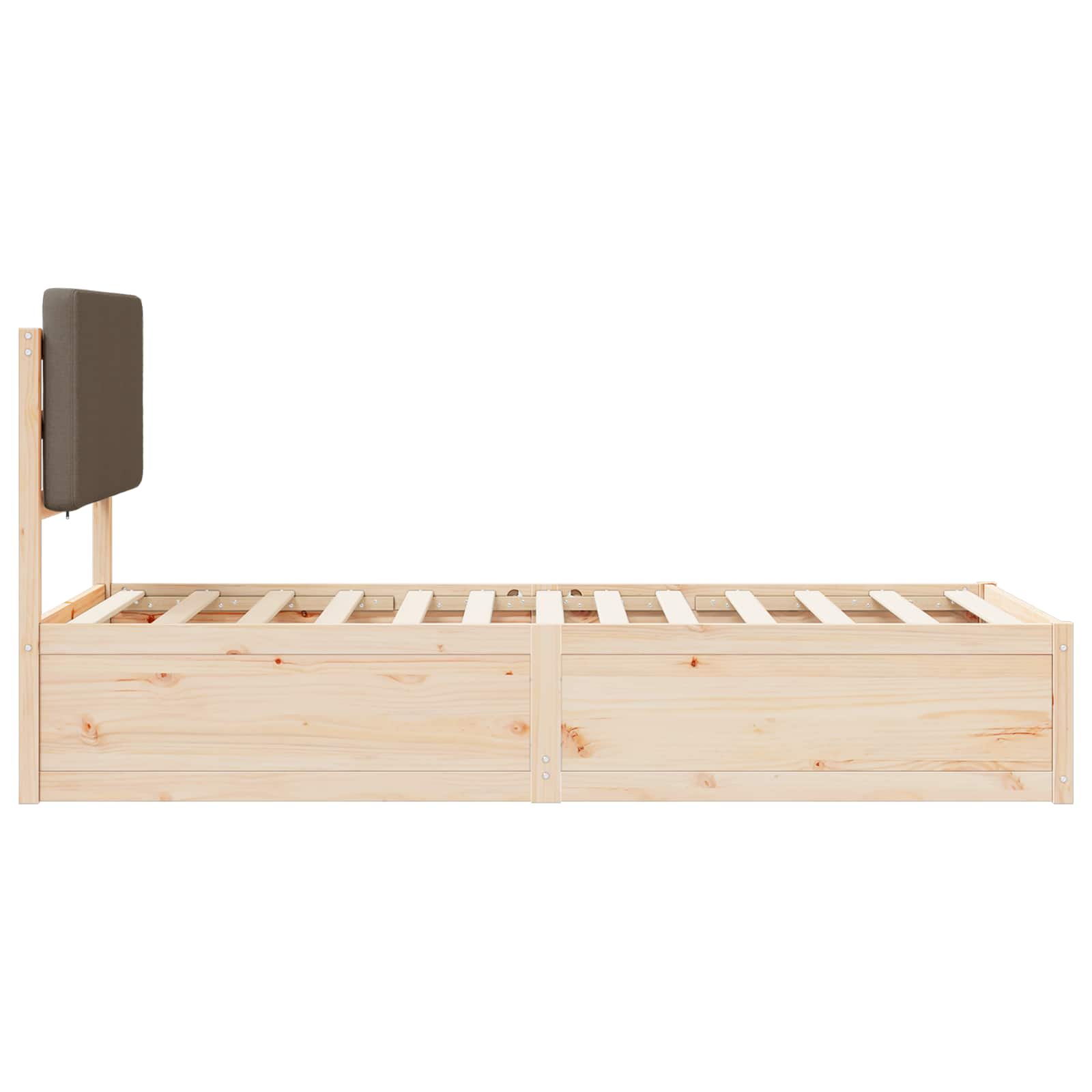 Bettgestell mit gepolstertem Kopfteil Taupe 75 x 190 cm