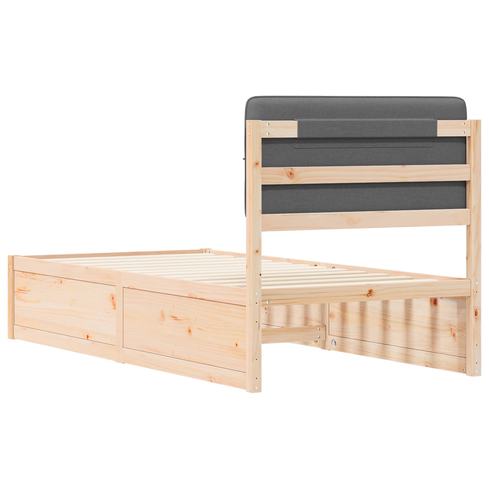 Bettgestell mit gepolstertem Kopfteil Dunkelgrau 100 x 200 cm