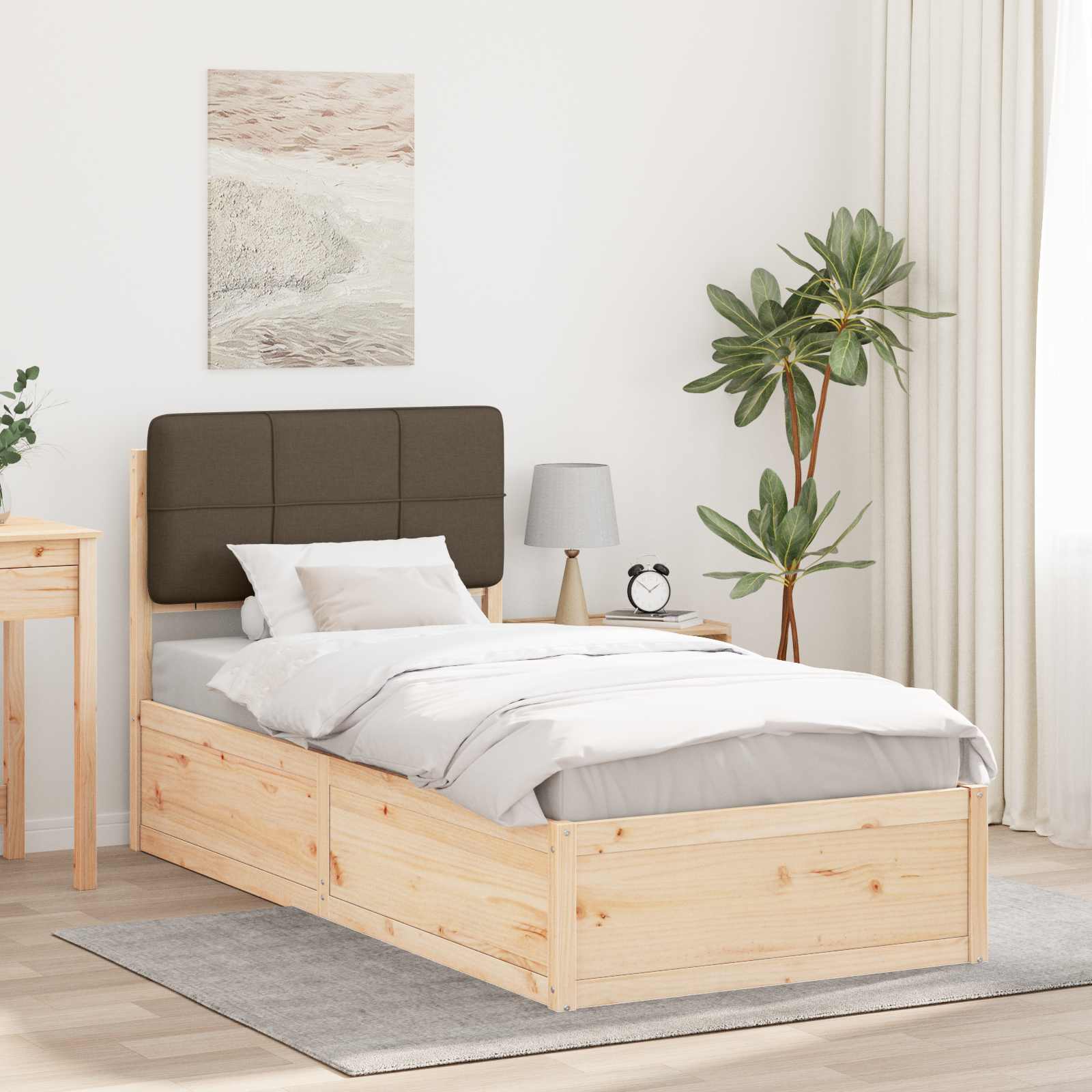 Bettgestell mit gepolstertem Kopfteil Taupe 100 x 200 cm