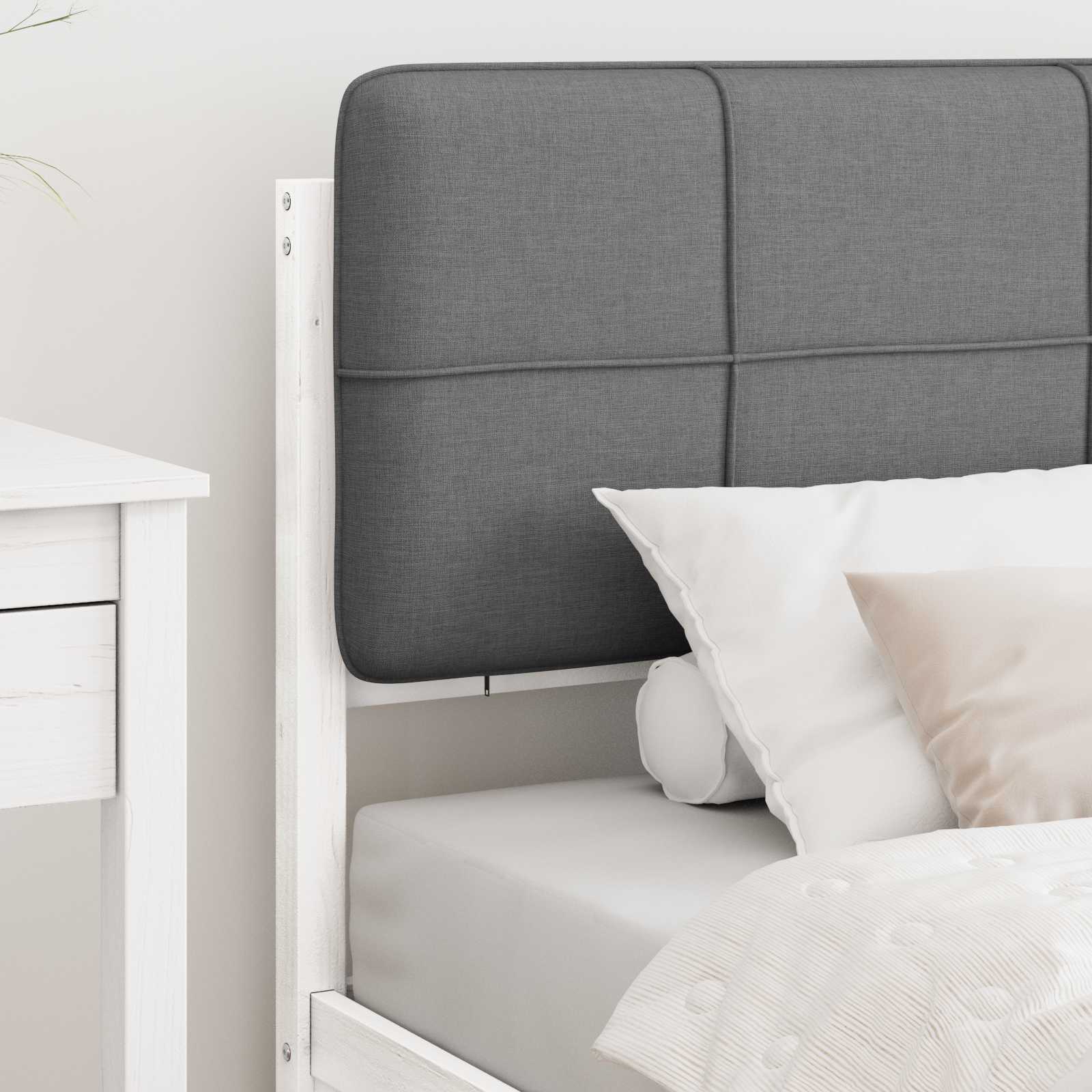 Bettgestell mit gepolstertem Kopfteil Hellgrau 100 x 200 cm