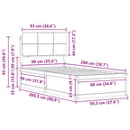 Bettgestell mit gepolstertem Kopfteil Hellgrau 90 x 200 cm