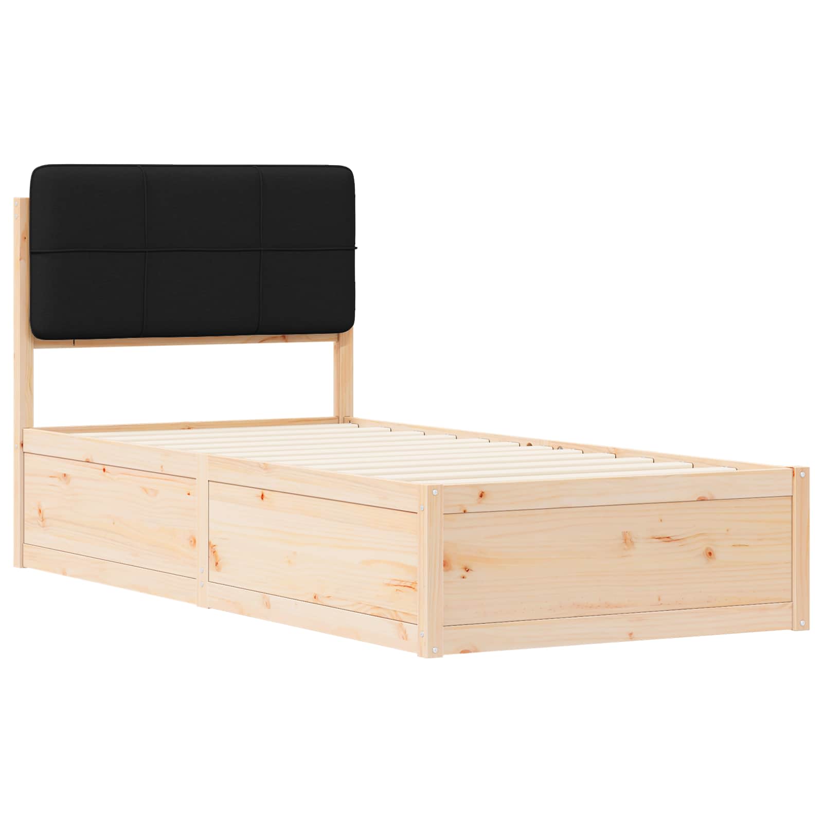 Bettgestell mit gepolstertem Kopfteil Schwarz 80 x 200 cm