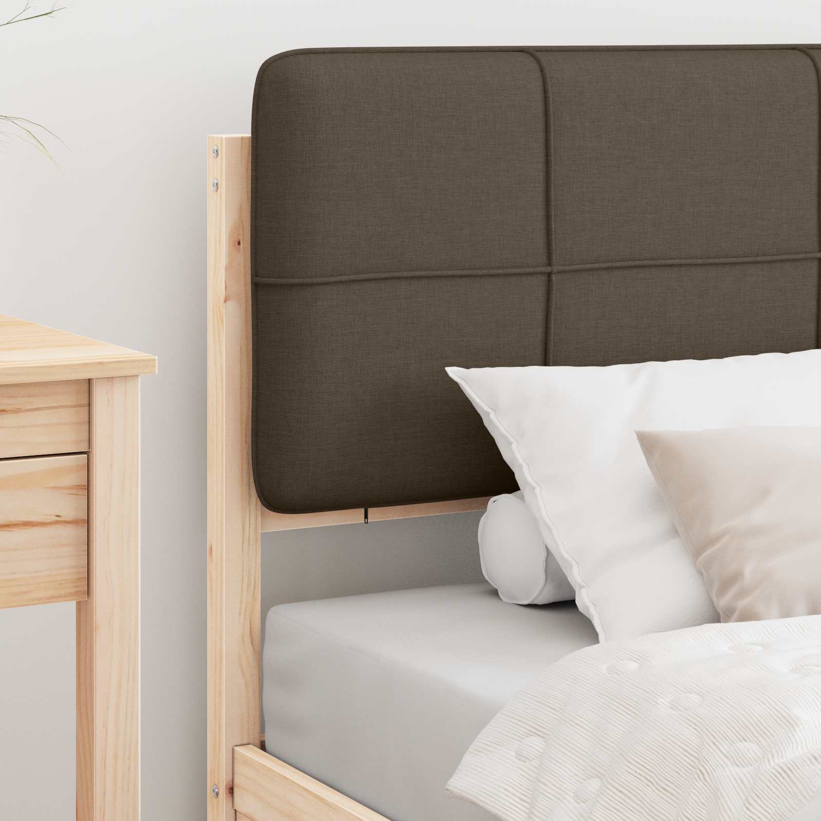 Bettgestell mit gepolstertem Kopfteil Taupe 90 x 190 cm