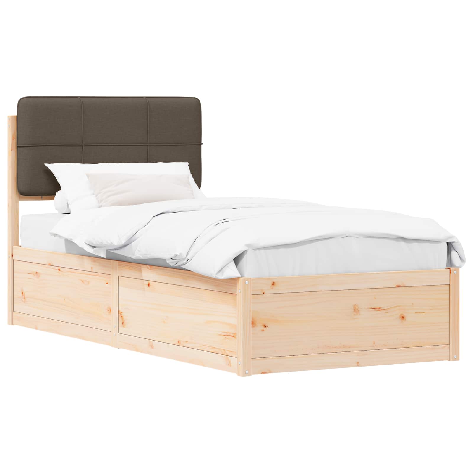 Bettgestell mit gepolstertem Kopfteil Taupe 90 x 190 cm