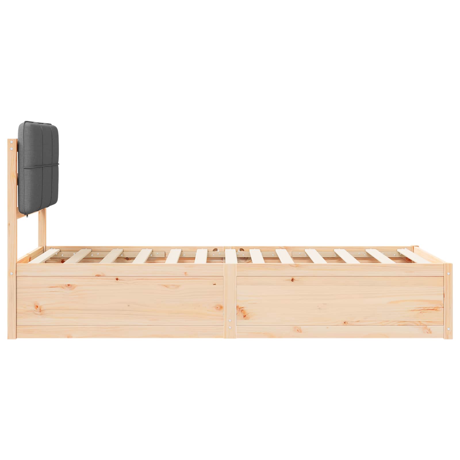 Bettgestell mit gepolstertem Kopfteil Dunkelgrau 75 x 190 cm