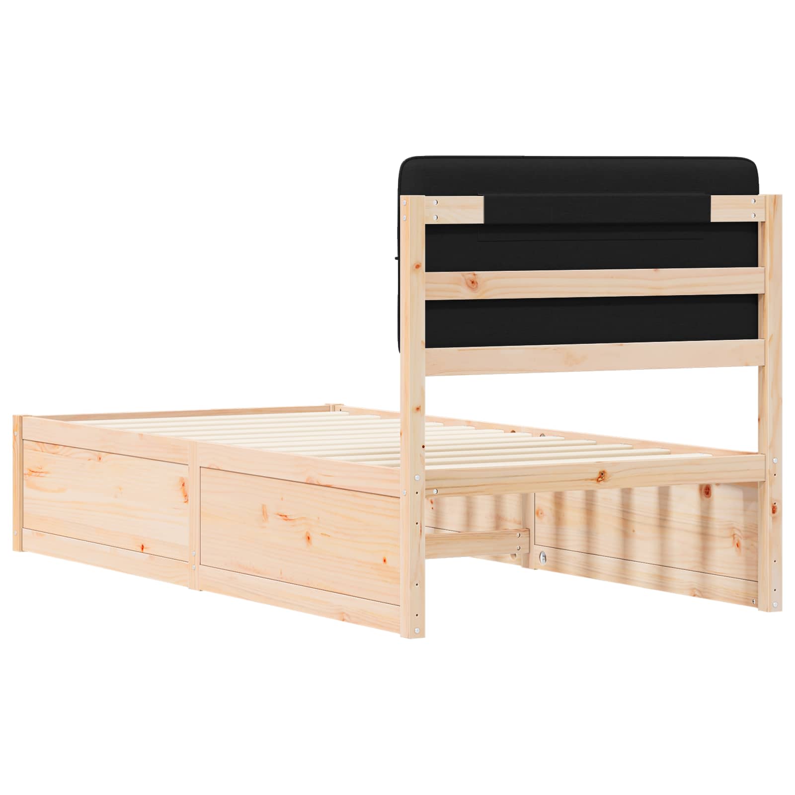 Bettgestell mit gepolstertem Kopfteil Schwarz 75 x 190 cm