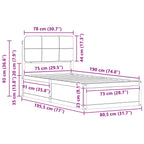 Bettgestell mit gepolstertem Kopfteil Taupe 75 x 190 cm