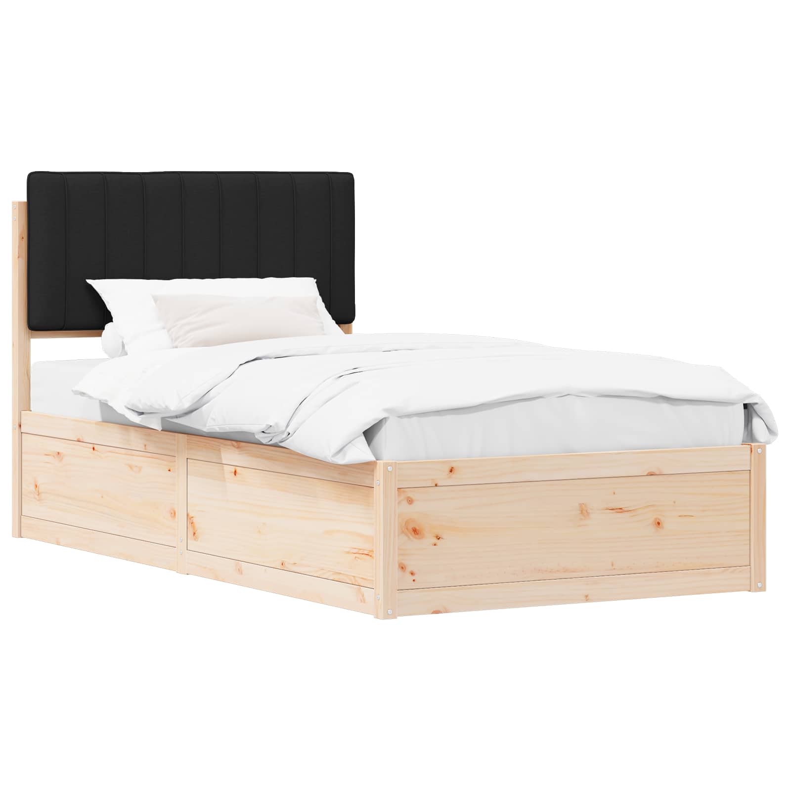 Bettgestell mit gepolstertem Kopfteil Schwarz 100 x 200 cm