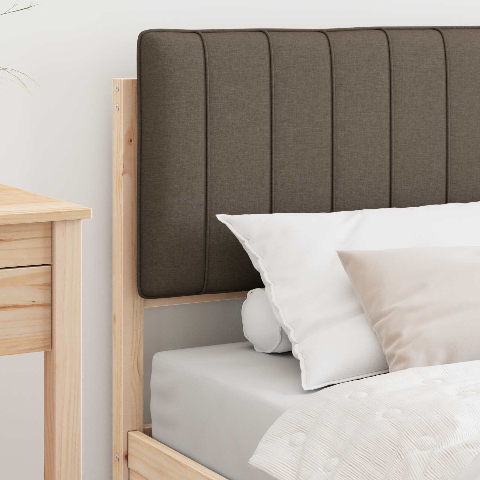 Bettgestell mit gepolstertem Kopfteil Taupe 90 x 200 cm