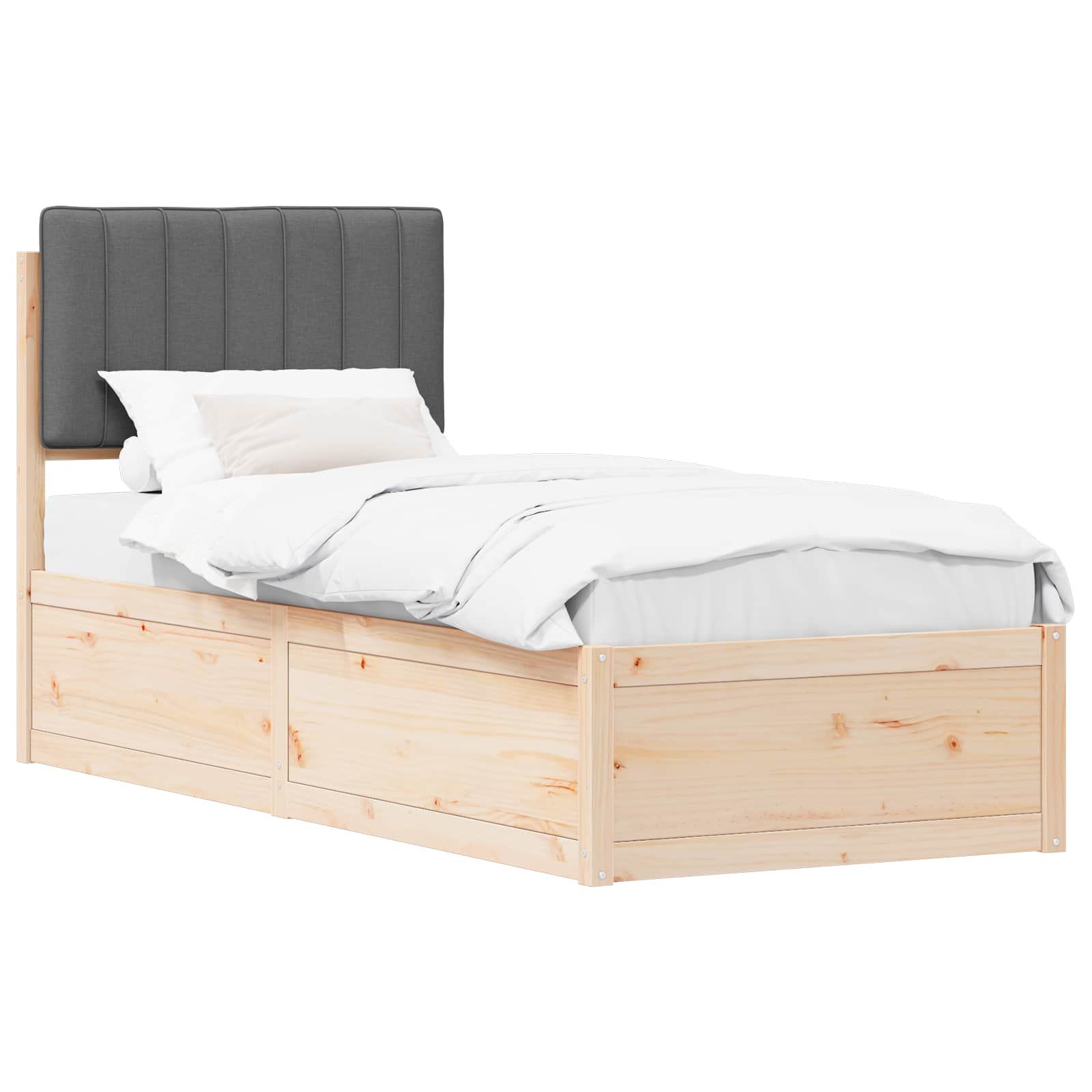Bettgestell mit gepolstertem Kopfteil Dunkelgrau 80 x 200 cm