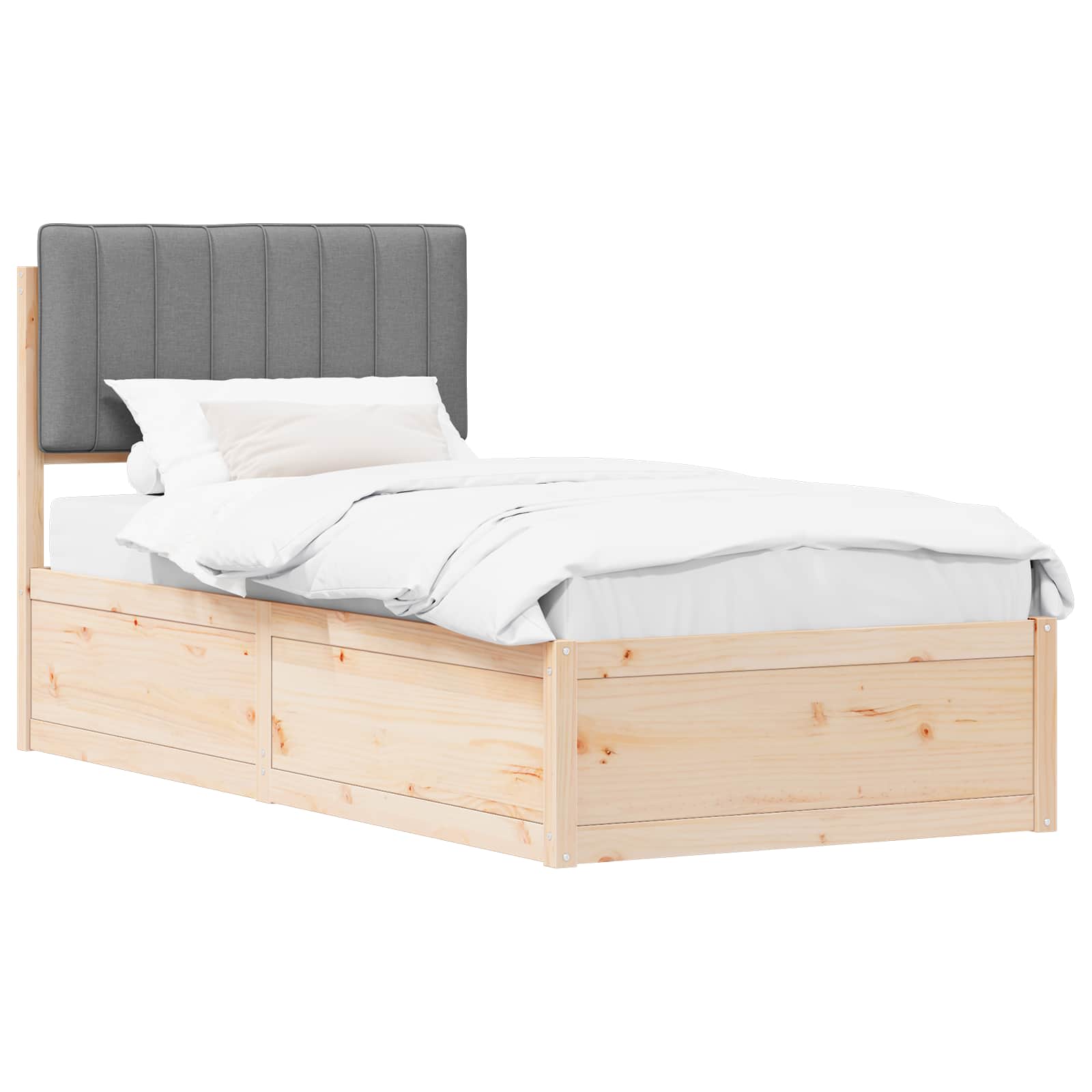 Bettgestell mit gepolstertem Kopfteil Hellgrau 90 x 190 cm