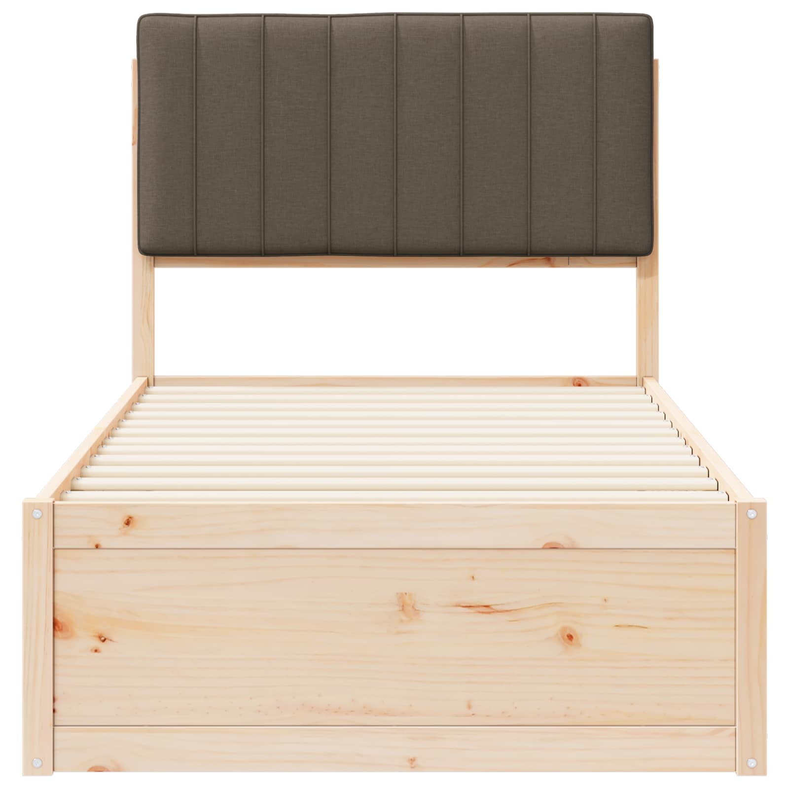 Bettgestell mit gepolstertem Kopfteil Taupe 90 x 190 cm