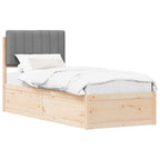 Bettgestell mit gepolstertem Kopfteil Hellgrau 75 x 190 cm