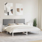 Bettgestell mit gepolstertem Kopfteil Hellgrau 180 x 200 cm