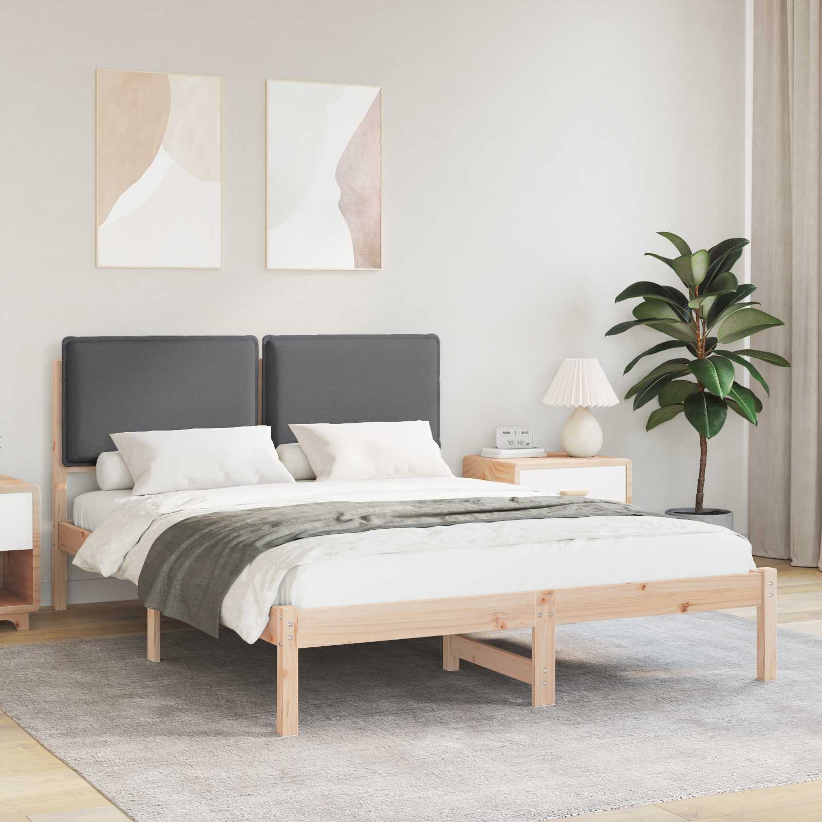 Bettgestell mit gepolstertem Kopfteil Dunkelgrau 160 x 200 cm