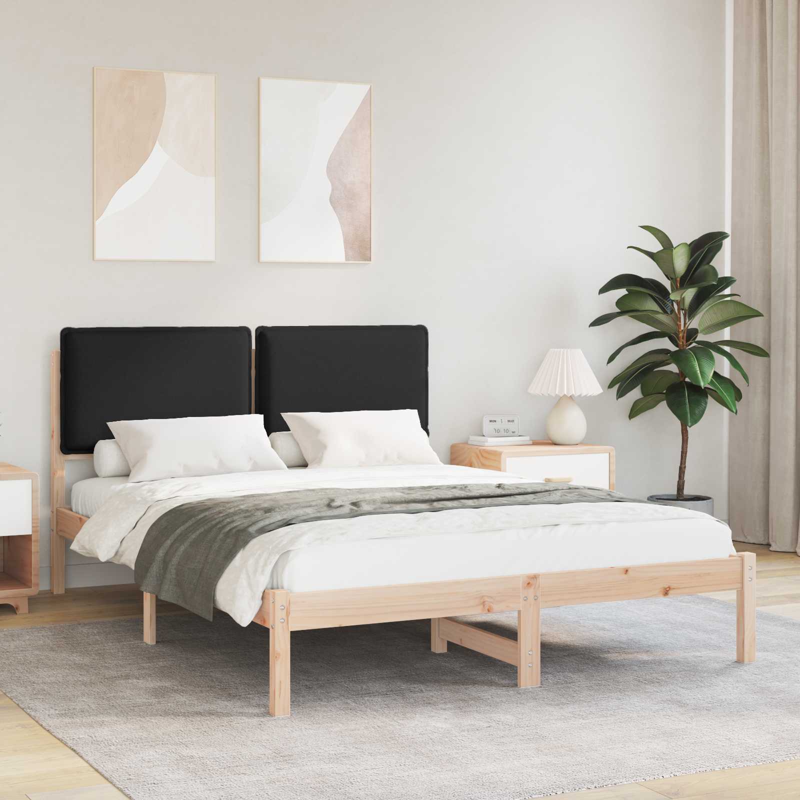 Bettgestell mit gepolstertem Kopfteil Schwarz 160 x 200 cm