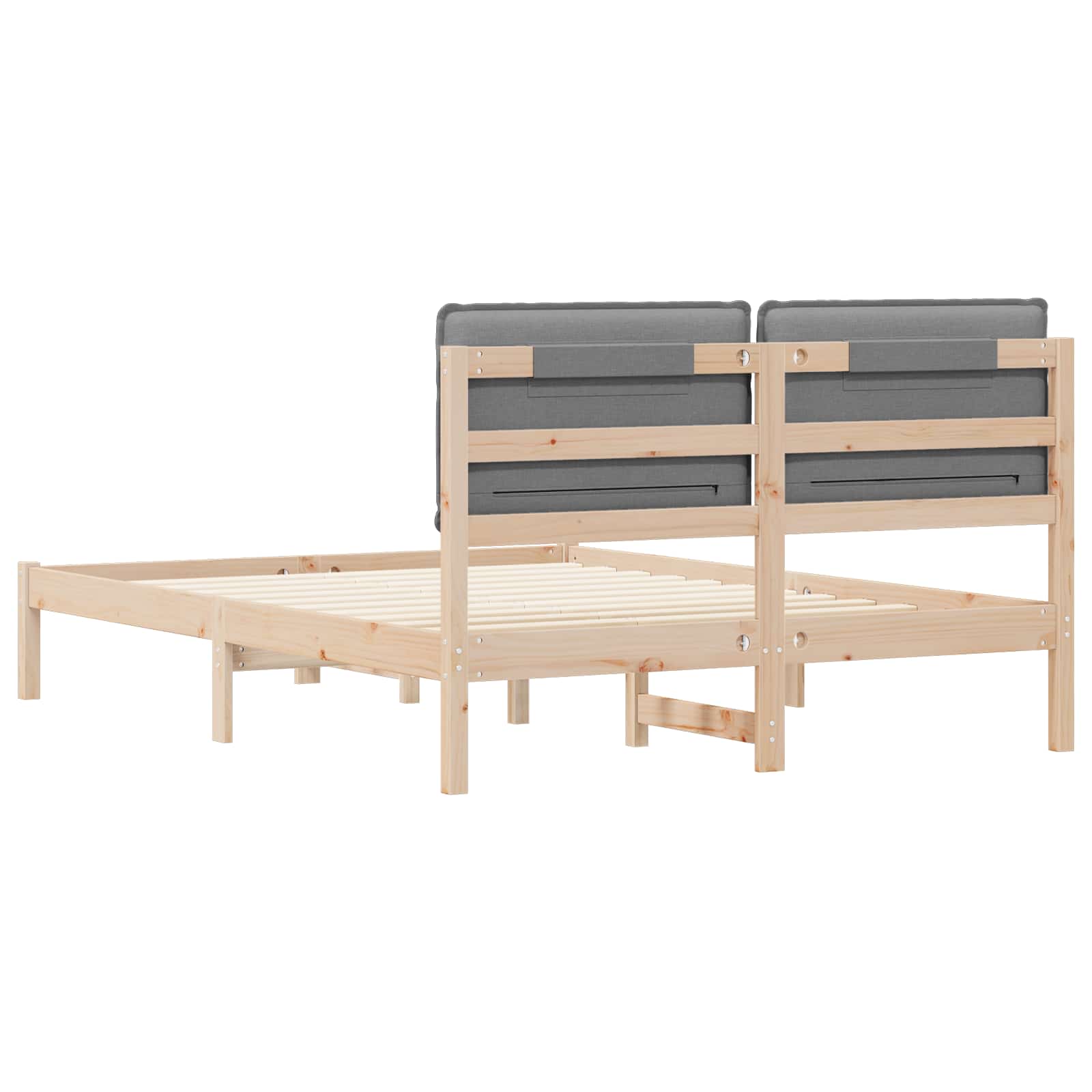 Bettgestell mit gepolstertem Kopfteil Hellgrau 150 x 200 cm